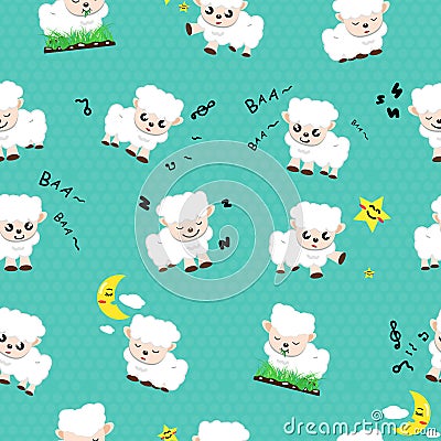 Sheep cute cartoon, animals collection seamless pattern concept using for kids wallpaper texture abstract background vector Vector Illustration