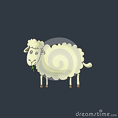 Sheep cute on gray background. Isolated cartoon vector character Stock Photo