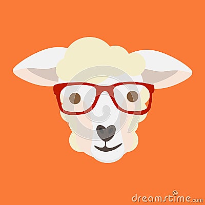 Sheep face with hipster glasses on Stock Photo