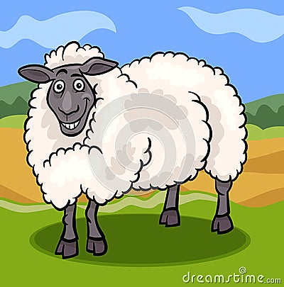 Sheep farm animal cartoon illustration Vector Illustration