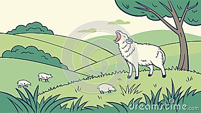 Sheep in field pattern, seamless farm animal design vector design Generative AI Vector Illustration
