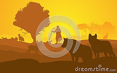 Sheep guardian Vector Illustration