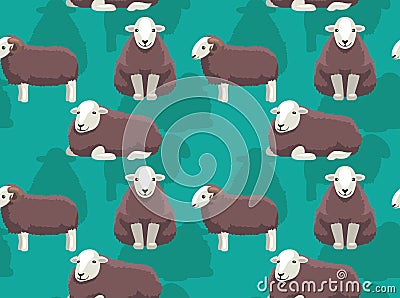 Sheep Herdwick Cartoon Background Seamless Wallpaper Vector Illustration
