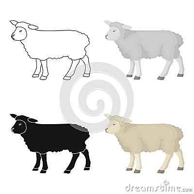 Sheep icon in cartoon style isolated on white background. Scotland country symbol stock vector illustration. Vector Illustration