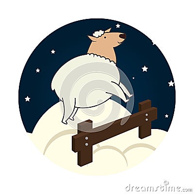 Sheep jump sleep icon Vector Illustration