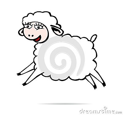 Sheep jumps Vector Illustration