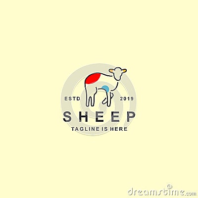 Sheep logo with flat design Vector Illustration
