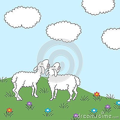 Sheep Meadow Vector Illustration
