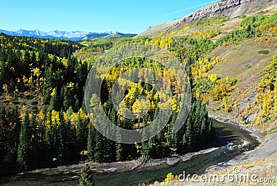 Sheep River Valley in Autumn Stock Photo