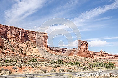 Sheep Rock in Arches National Park Stock Photo