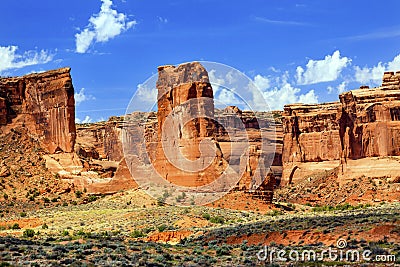 Sheep Rock Rock Formations Canyon Arches National Park Moab Utah Stock Photo
