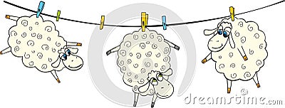 Sheep on a rope Vector Illustration