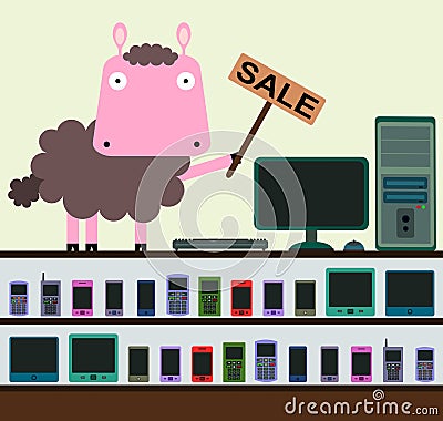 Sheep's gadgets Stock Photo