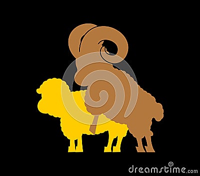 Sheep sex. Fasrm animal intercourse. Animals reproduction Vector Illustration