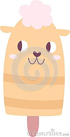 Sheep Shape Ice Cream Vector Illustration