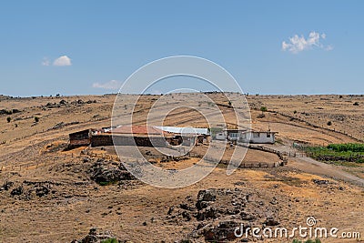 A sheep shelter and shepherd`s house in the steppe, Ankara, Turkey Stock Photo