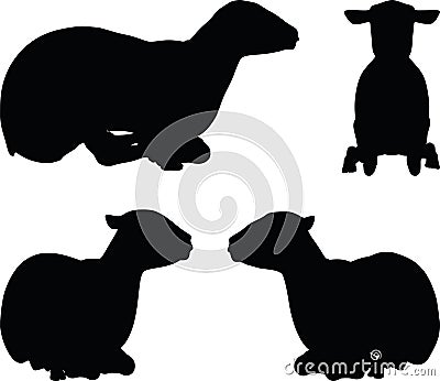 sheep silhouette in laying pose Vector Illustration