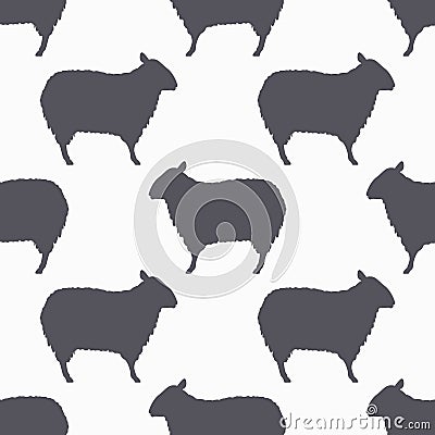 Sheep silhouette seamless pattern. Lamb meat background Vector Illustration