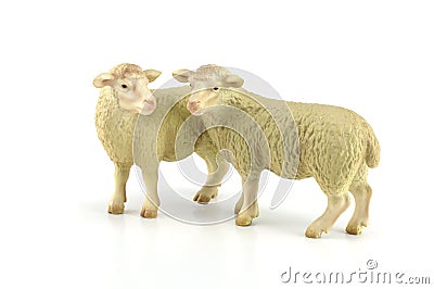 Sheep toy isolated on white Stock Photo