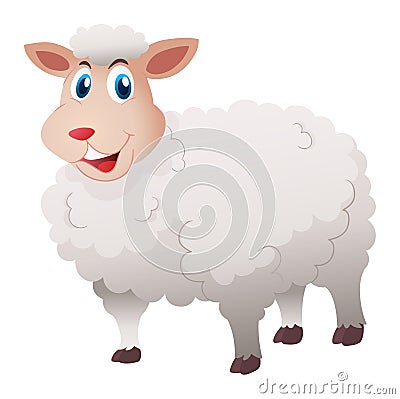 Sheep with white fur Vector Illustration