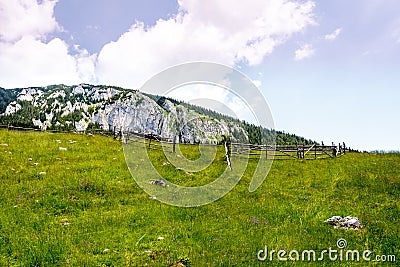 Sheepfold in the Carpathians Mountains, Romania Stock Photo