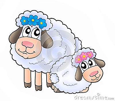 Sheeps Cartoon Illustration