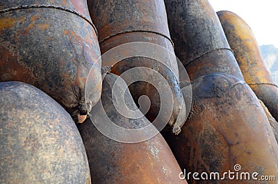 The sheepskin rafts Stock Photo