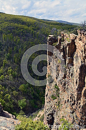 A sheer cliff near the village of Izvor in spring Stock Photo