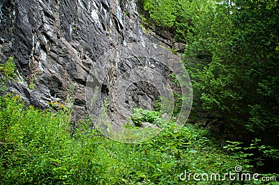 Sheer cliff with trees at whiteface mountain Stock Photo