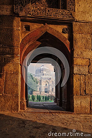 Sheesh Gumbad at early morning in Lodi Garden Monuments Stock Photo