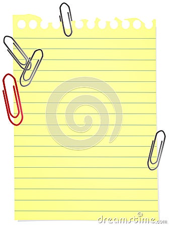 Sheet with Clips Stock Photo