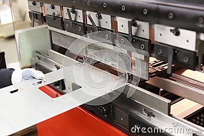 Sheet metal bending machine Stock Photo