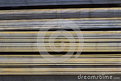 Sheet metal is in bundles in the warehouse Stock Photo