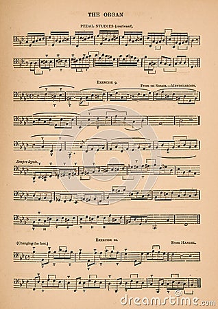 Sheet Music for Organ Stock Photo