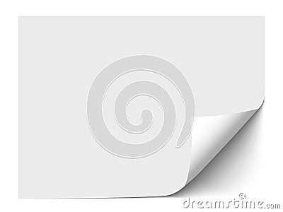 Sheet of paper with curl corner isolated on white background. Vector illustration Vector Illustration