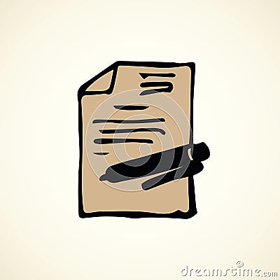 Sheet of paper with pen. Vector drawing Vector Illustration