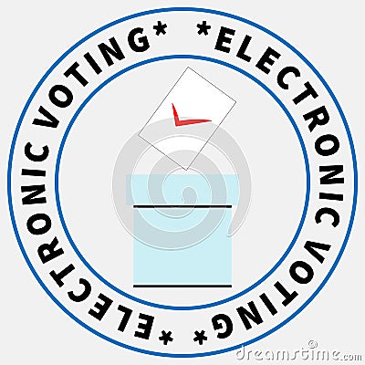 Sheet with red checkmark falls into ballot box Vector Illustration