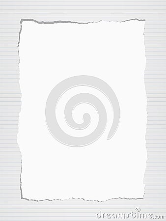 The sheet of ripped lined paper for the text or a message in the centre Vector Illustration