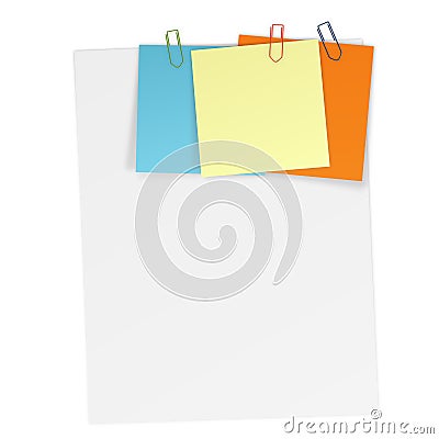 Sheets of paper with attached Notes Vector Illustration