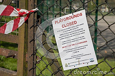 Playground Closed Poster in Sheffield Editorial Stock Photo