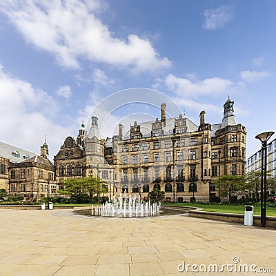 Sheffield Town Hall and Fountain Stock Photo