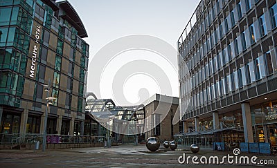 The Sheffield Winter gardens exterior from the city centre of Sheffield, South Yorkshire Stock Photo