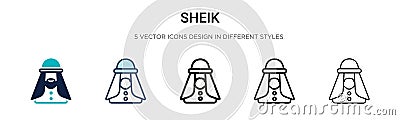 Sheik icon in filled, thin line, outline and stroke style. Vector illustration of two colored and black sheik vector icons designs Vector Illustration