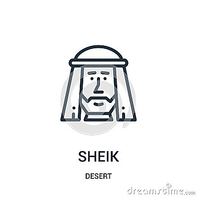 sheik icon vector from desert collection. Thin line sheik outline icon vector illustration. Linear symbol for use on web and Vector Illustration