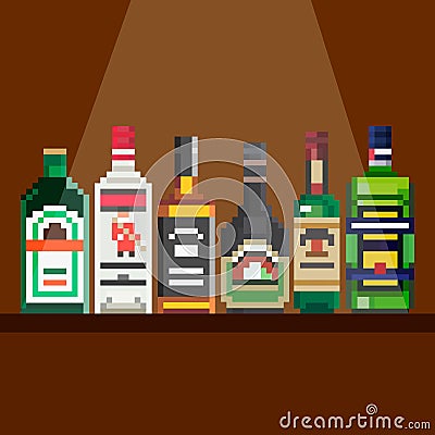 Shelf with alcohol Stock Photo