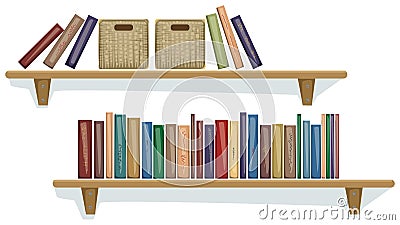 Shelf with books Vector Illustration