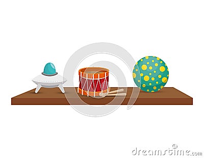 Shelf with toys icon Vector Illustration