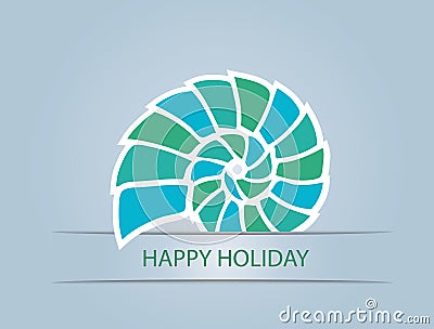 Shell on blue background Vector Illustration
