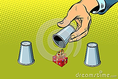 A shell game. gift box Vector Illustration