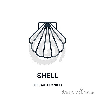 shell icon vector from tipical spanish collection. Thin line shell outline icon vector illustration. Linear symbol for use on web Vector Illustration